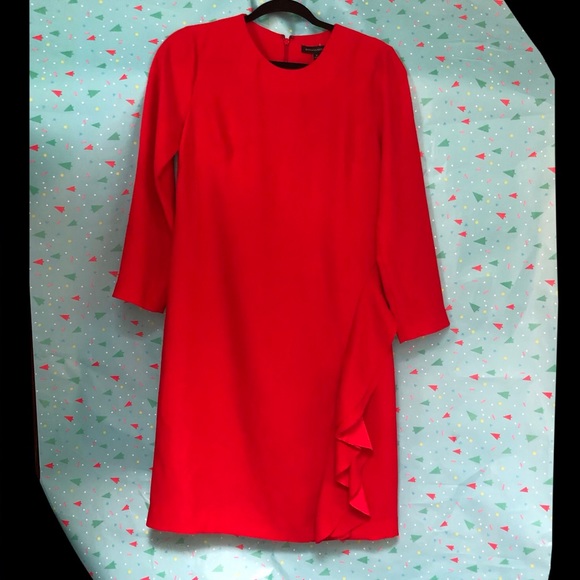 Banana Republic Red Ruffle Shift Dress - 6 - Picture 4 of 7
